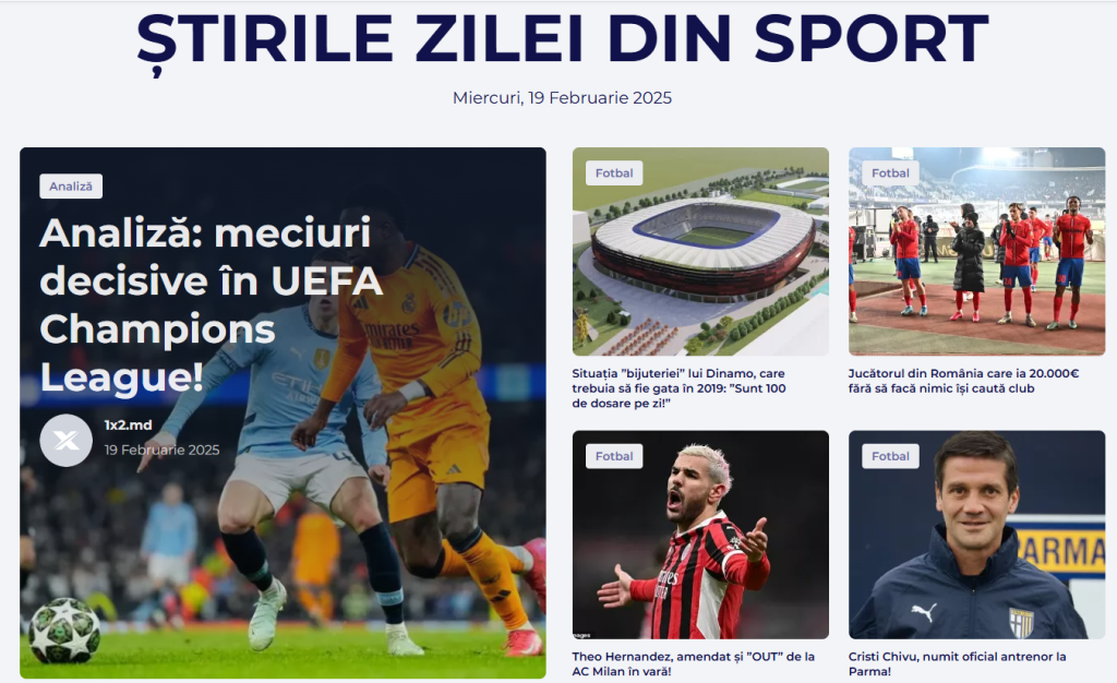 1x2 md locul pentru ultimele noutati din sport