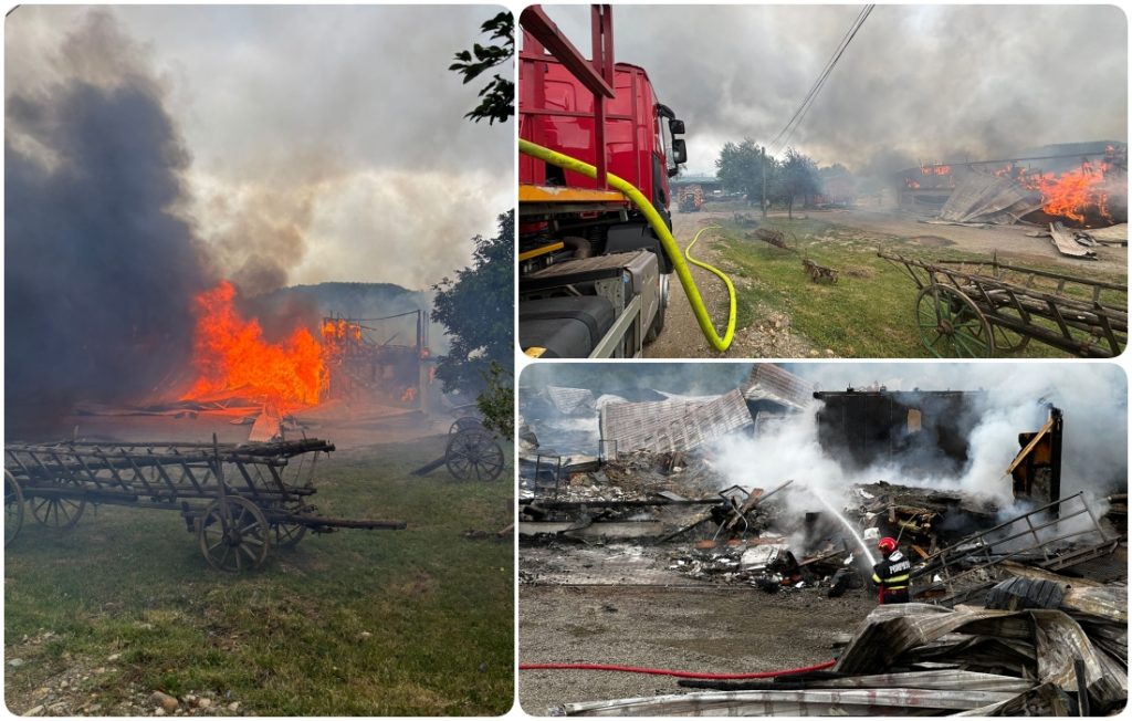 Incendiu devastator in Sinteu cladire de 400 mp distrusa