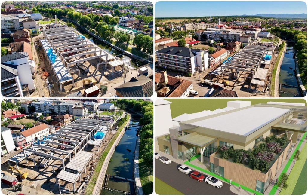 Piaza agroalimentara din Beius avanseaza ultima grinda montata