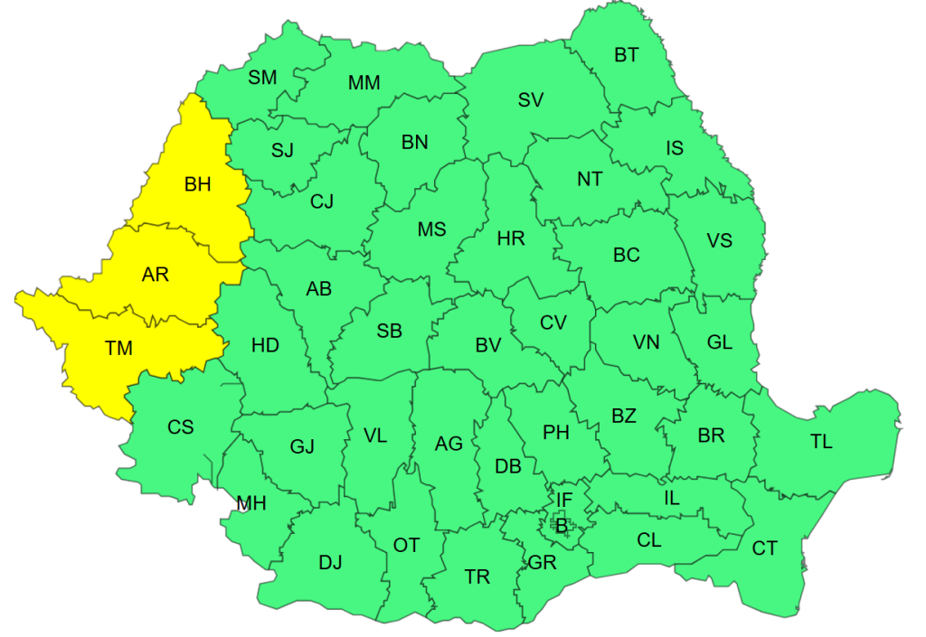 Cod galben de canicula in Bihor pana la 37C