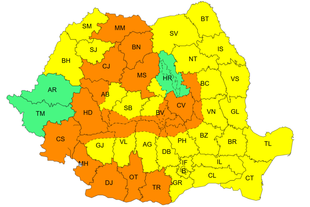 Cod galben de furtuni in Bihor ploi si vijelii